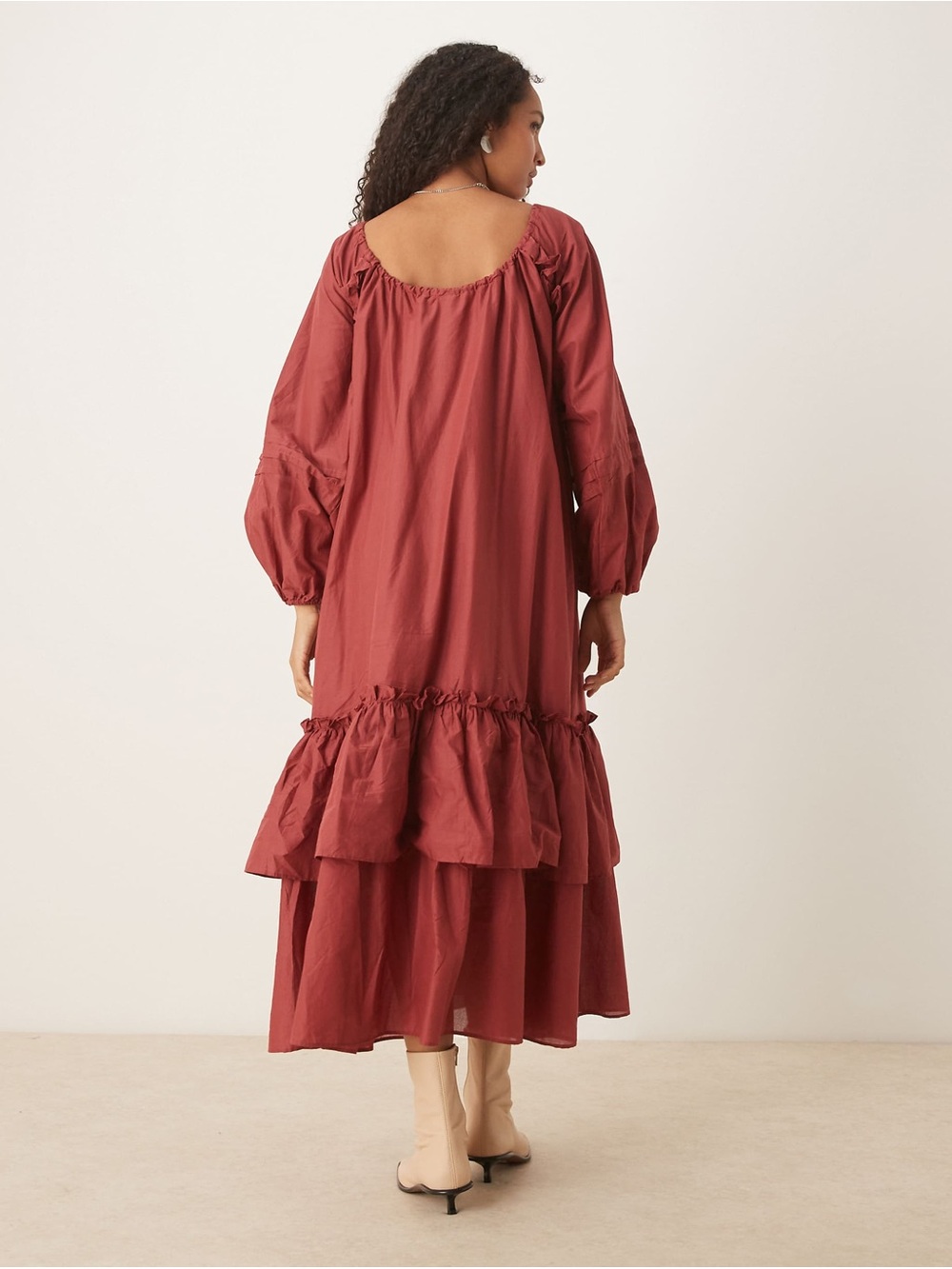 Women’s ASOS Channel Neckline And Ruffled Hem Maxi Dress Size 6 Rust Prairie - Picture 10 of 10